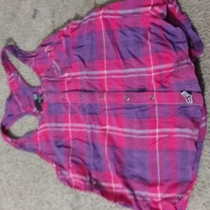 Bnwot fox tank top in pink and purple plaid button up. Sz small